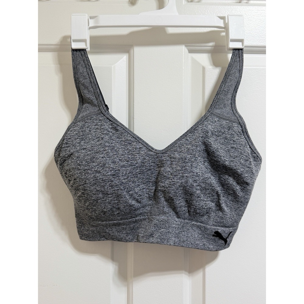 PUMA Womens Seamless Sports Bra in Gray Size XL